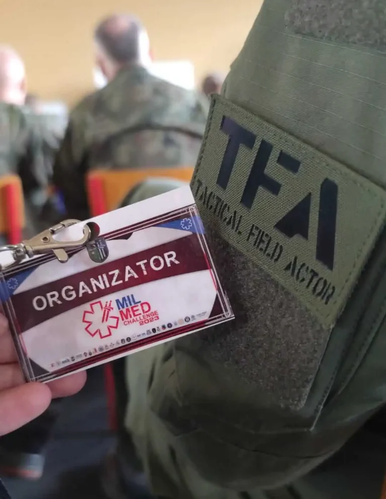 Identyfikator organizatora i oznaczenie Tactical Field Actors – Mil-Med Challenge 2023